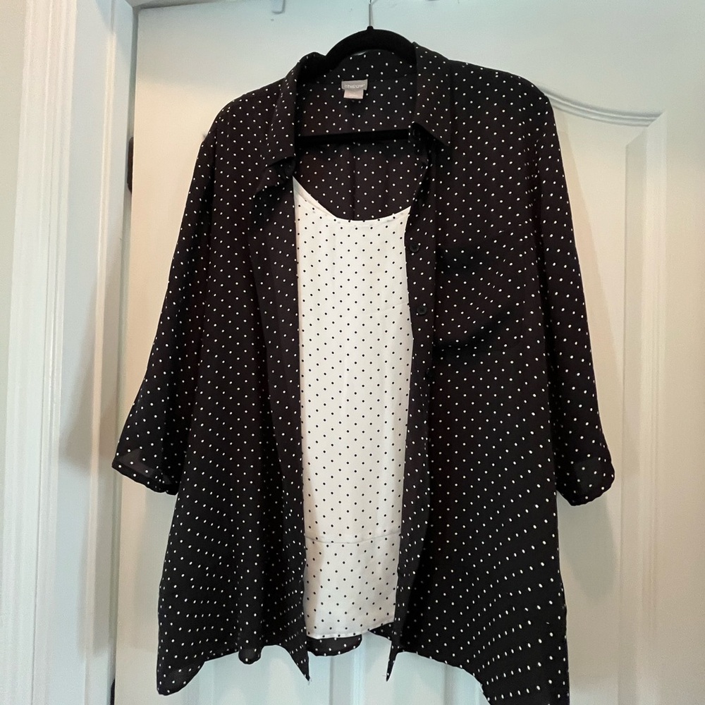 Chicos contrast polka dot set. Size 4. Very light. Can be worn separately.